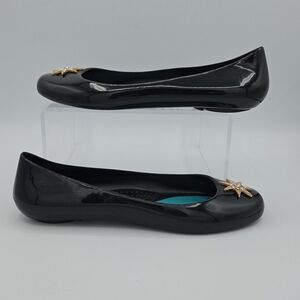 OKA b Black Jelly Medallion Ballet Flats Stars Sz 8 EUC